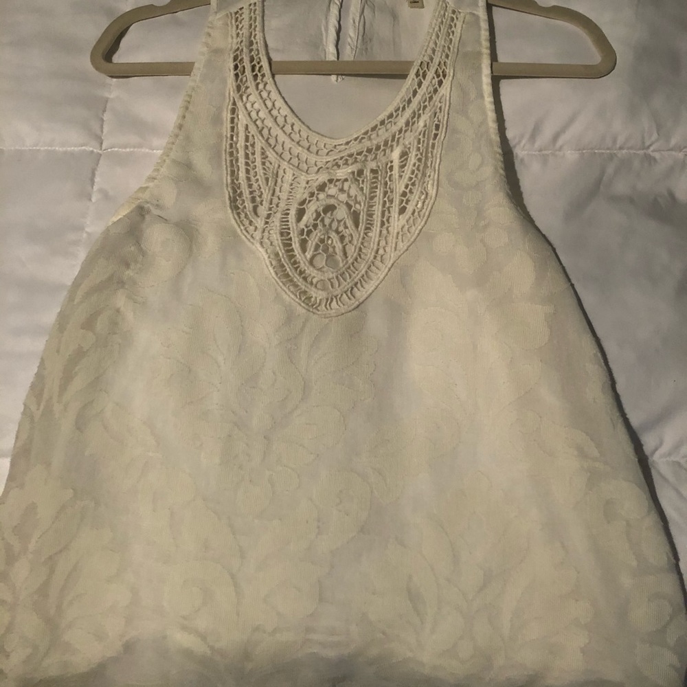 Off white dress shirt with detailed neckline